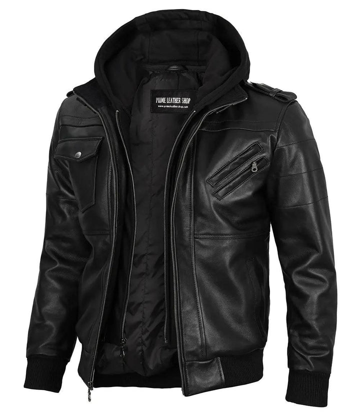 Urban Edge Hooded Leather Jacket | Leather Jackets AU Primeleathershop