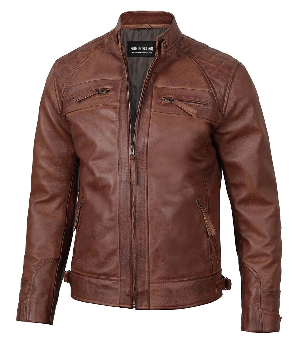Men’s Rebel Brown Biker Leather Jacket