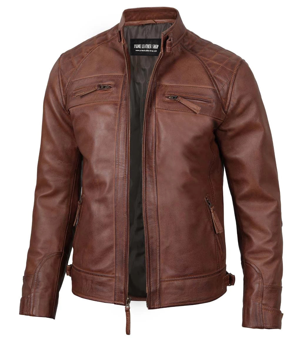 Men’s Rebel Brown Biker Leather Jacket | Leather Jackets AU Primeleathershop