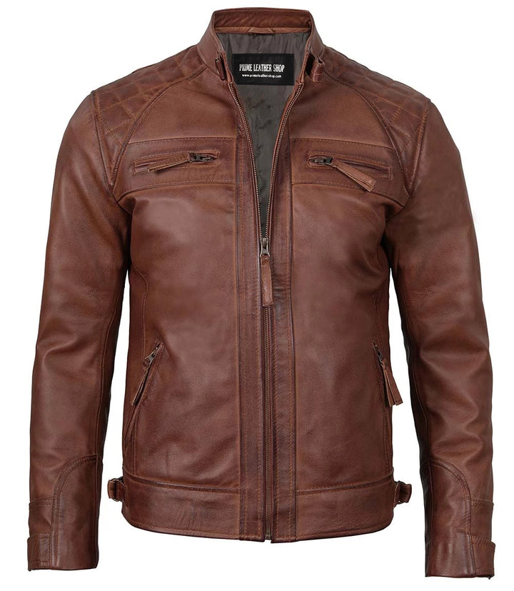 Men’s Rebel Brown Biker Leather Jacket | Leather Jackets AU Primeleathershop