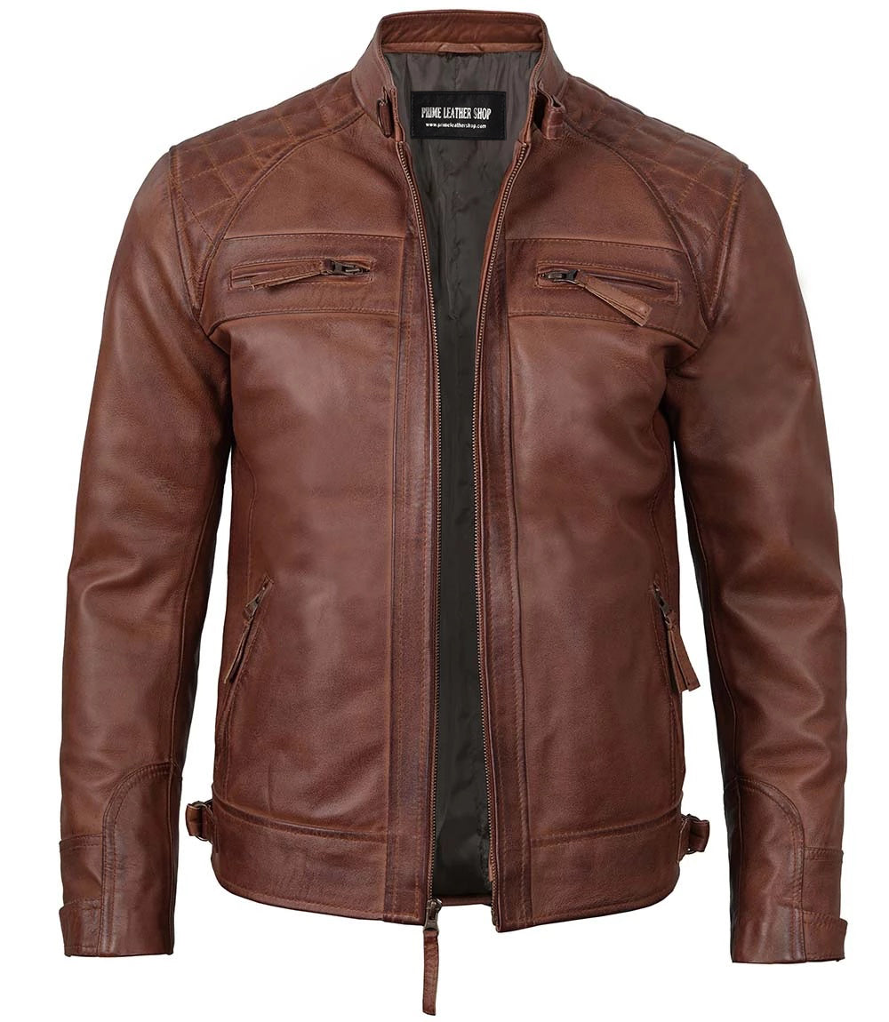 Men’s Rebel Brown Biker Leather Jacket | Leather Jackets AU Primeleathershop
