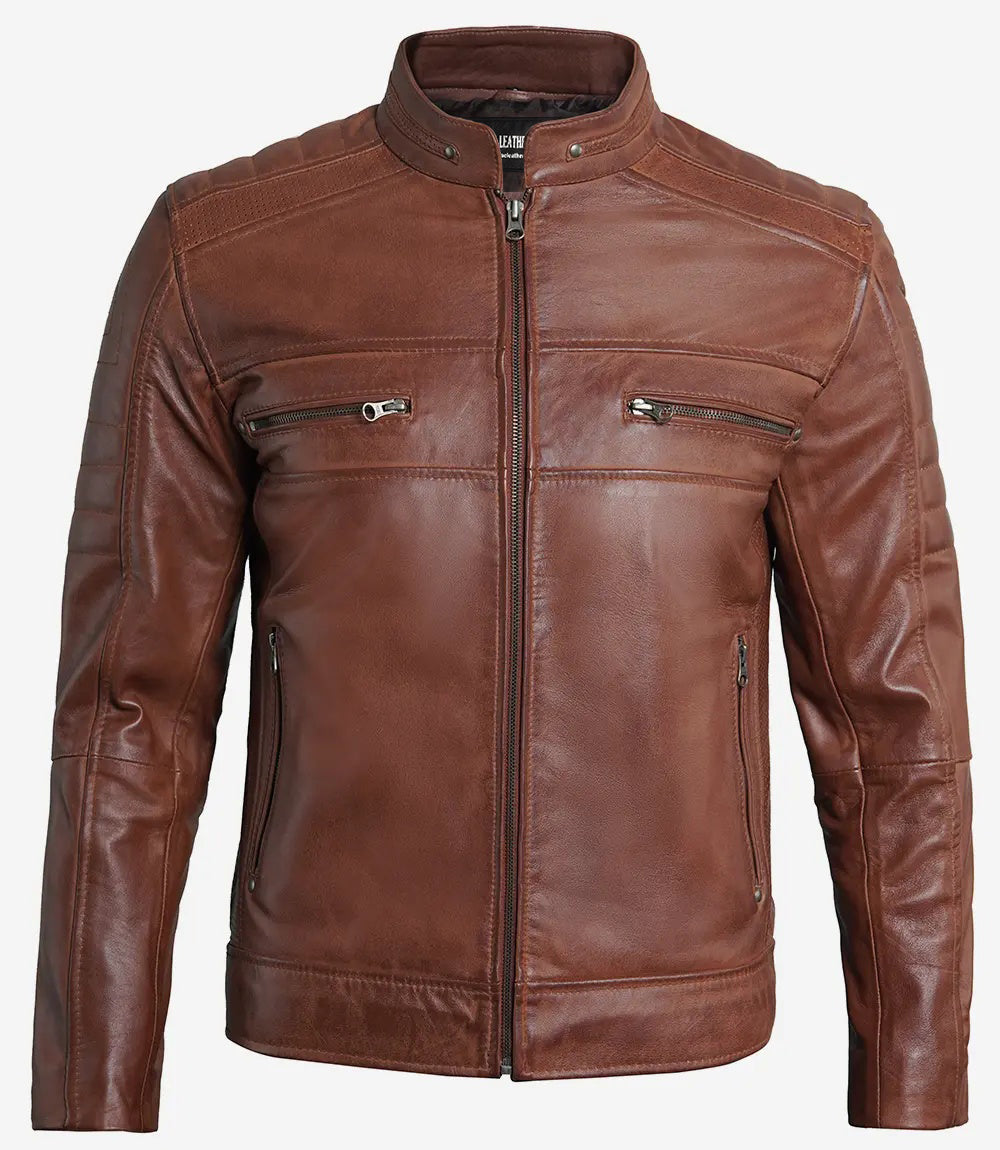 Men’s Vortex Premium Brown Leather Motorcycle Jacket | Leather Jackets AU Primeleathershop
