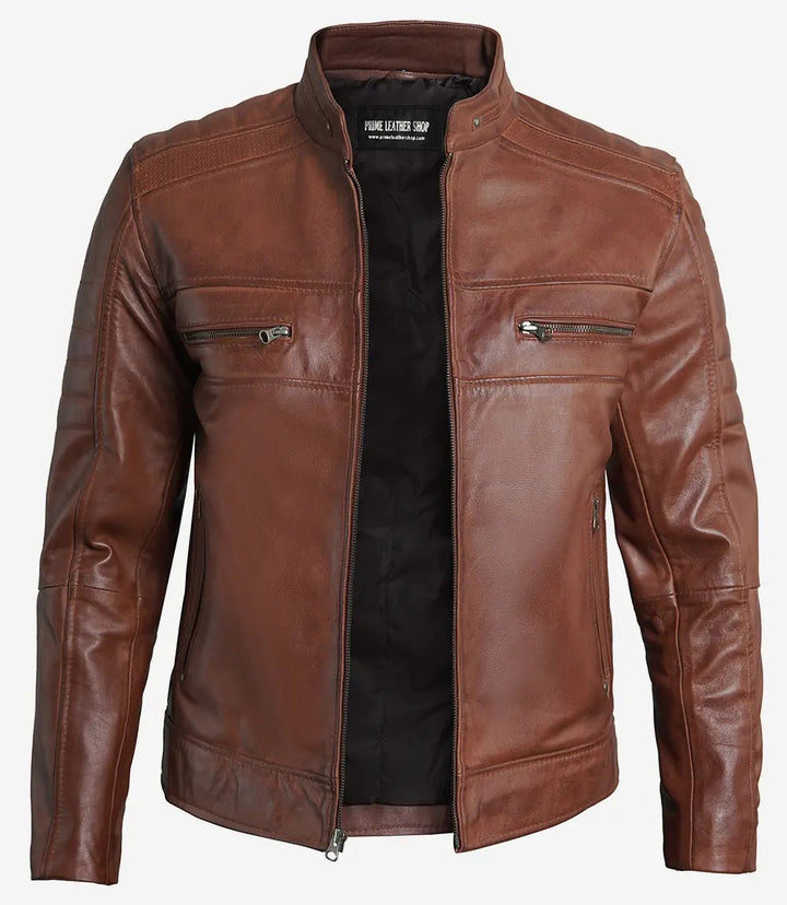 Men’s Vortex Premium Brown Leather Motorcycle Jacket | Leather Jackets AU Primeleathershop