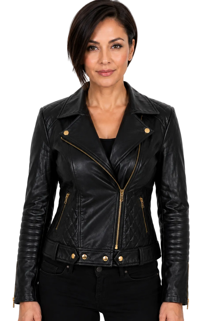 black leather jacket women