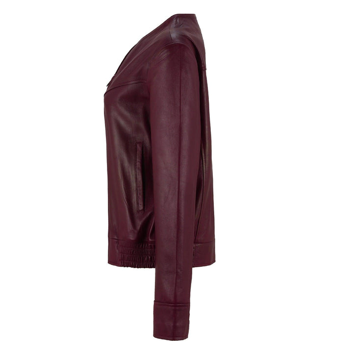 Salma H Collarless Leather Jacket | Leather Jackets AU Primeleathershop
