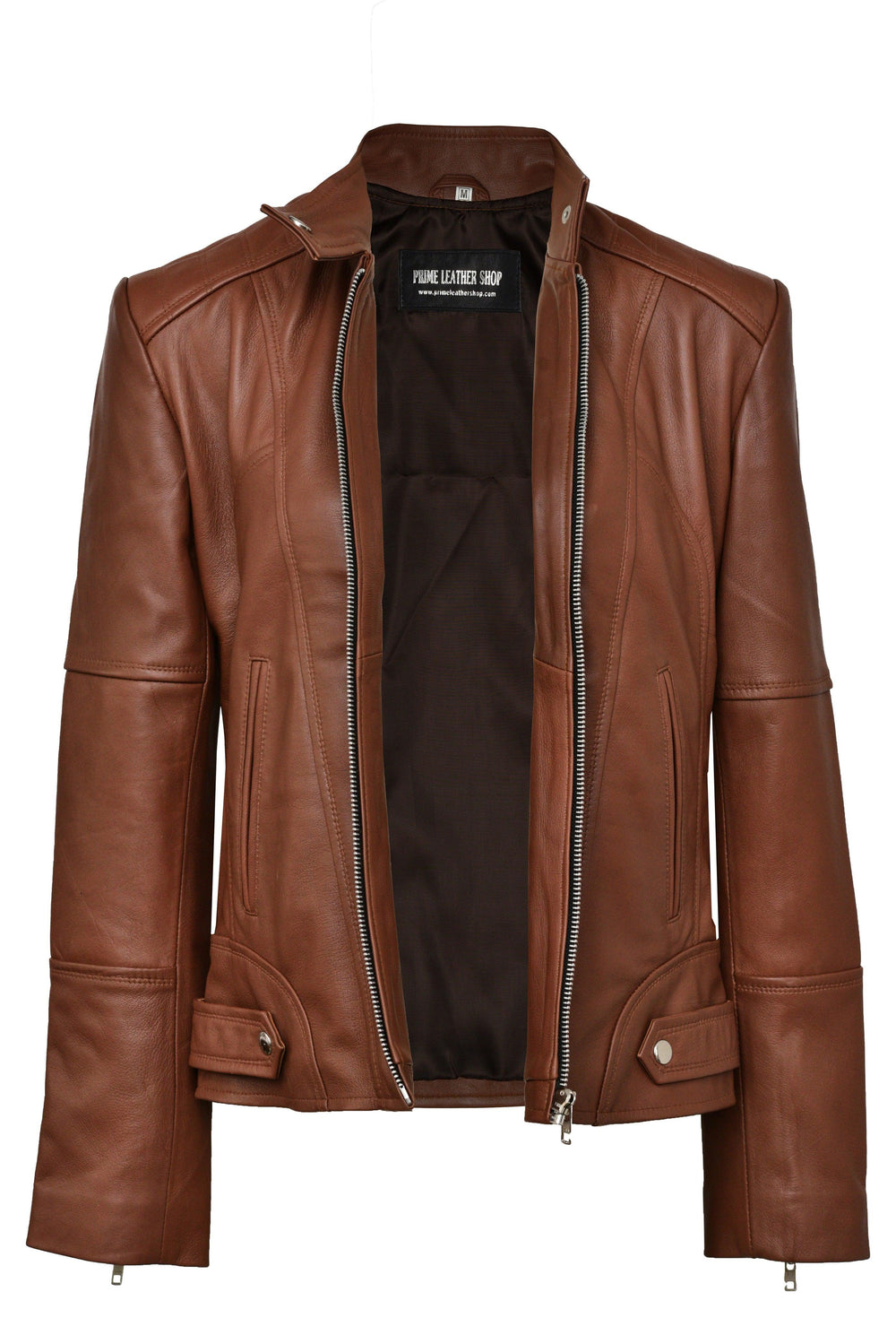 Serena Brown Biker Leather Jacket | Leather Jackets AU Primeleathershop