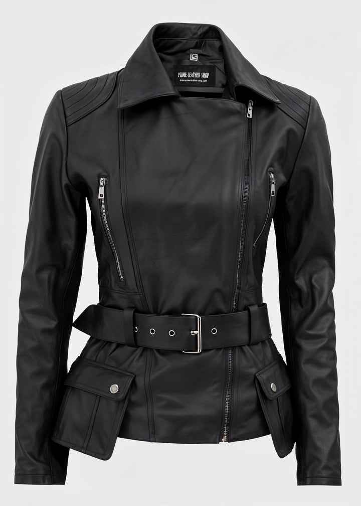 Su Black Biker Leather Jacket | Leather Jackets AU Primeleathershop