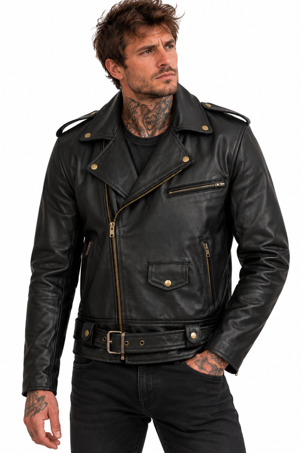 Biker leather jacket men