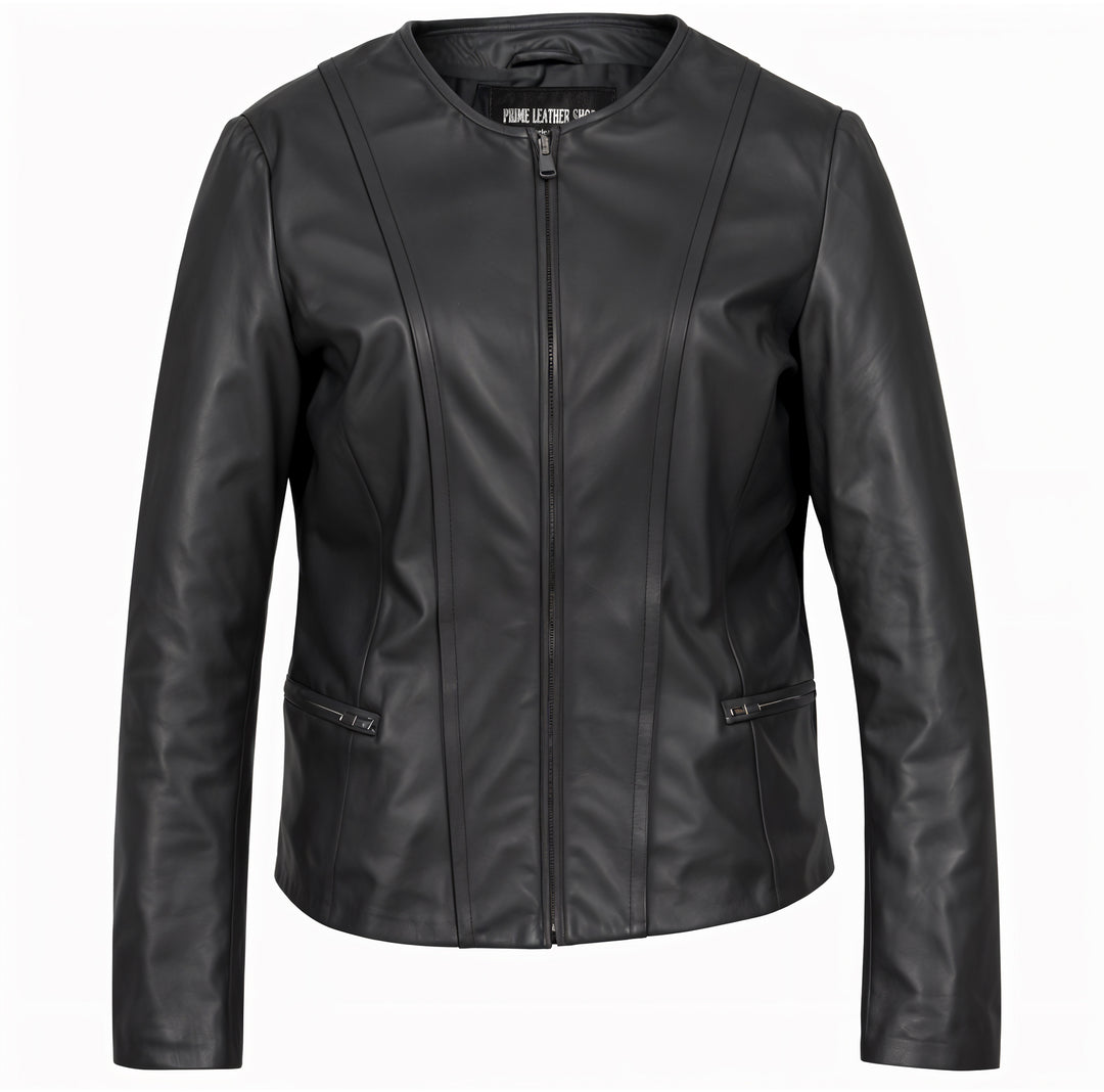 Timeless Collarless Leather Jacket | Leather Jackets AU Primeleathershop