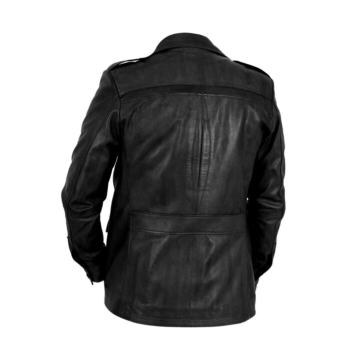Worthington Black Classic Leather Overcoat | Leather Jackets AU Primeleathershop