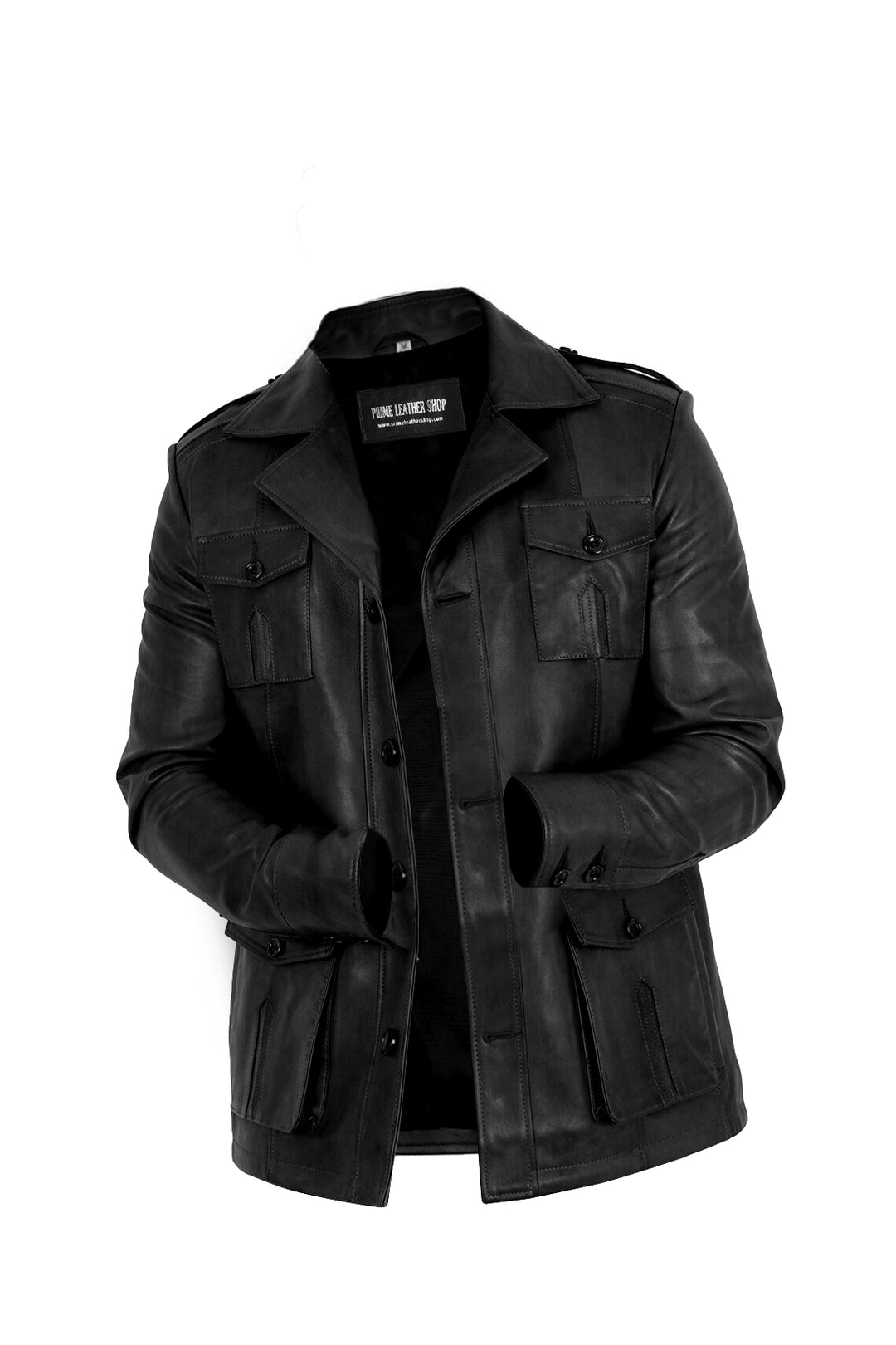 Worthington Black Classic Leather Overcoat | Leather Jackets AU Primeleathershop